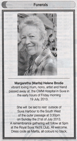 art from the heart Marita Brodie Obituary | Curator Web Design Diana Geisbrecht
